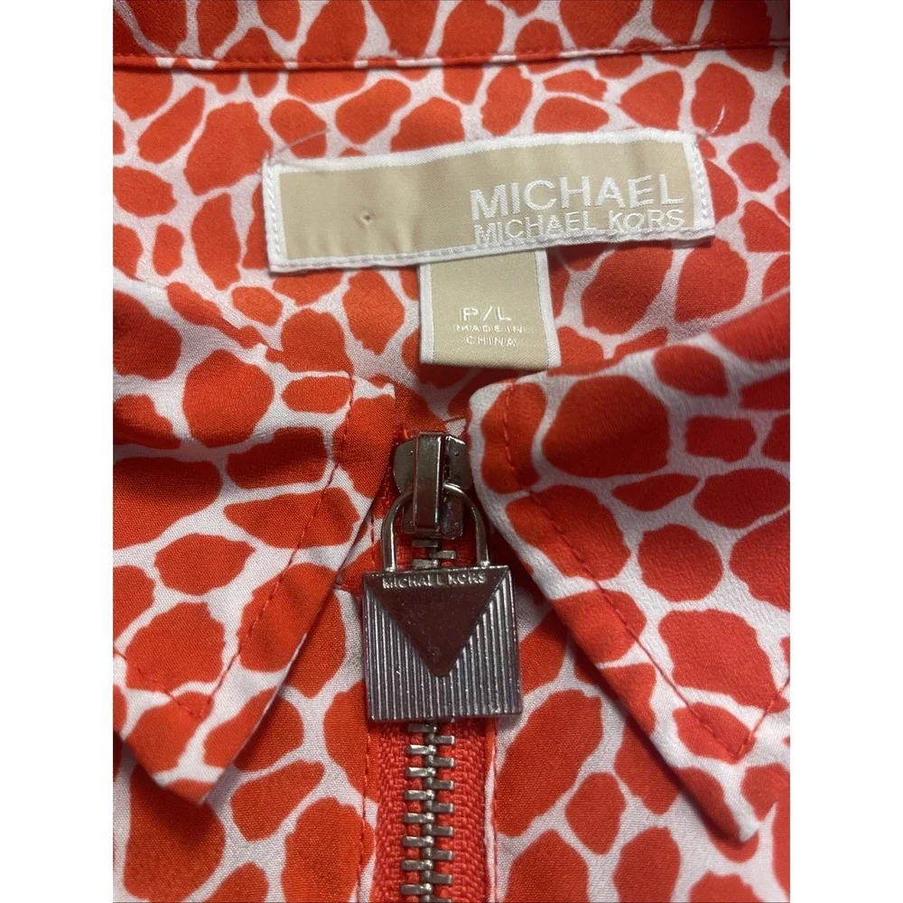 Michael Kors Women's Blouse Large Orange And White Design
